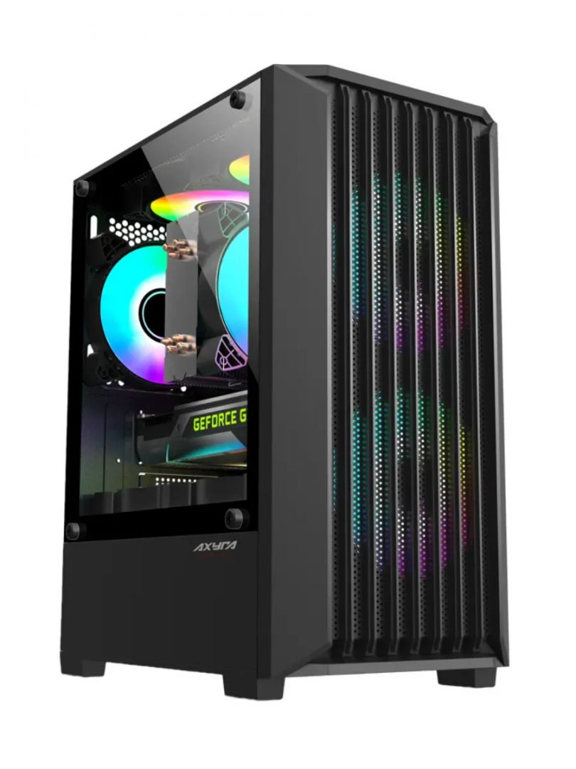 Корпус AXYRA LURE F103M AR BK (Mini Tower, ATX, 1xUSB2, 2xUSB3, 3x120мм ARGB, led_sw)