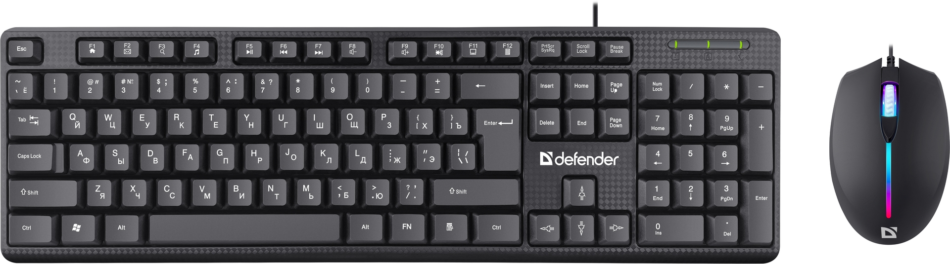 Комплект (кл-ра + мышь) Defender Triumph C-991 (мышь: FRGB, 1600 DPI, silent) 45991