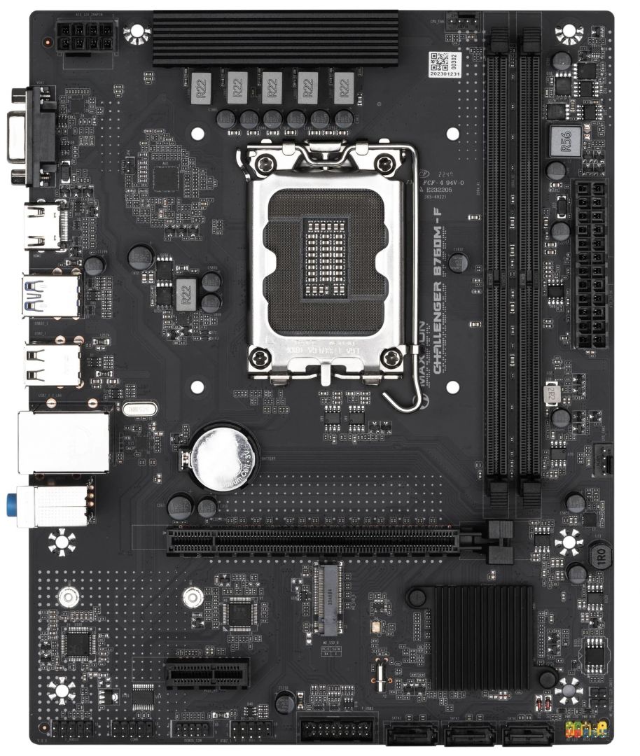 Материнская плата Maxsun Challenger B760M-F (LGA1700, 6 фаз Dr. MOS 50A, 2xDDR4, 1xM.2, 3xSATA) 