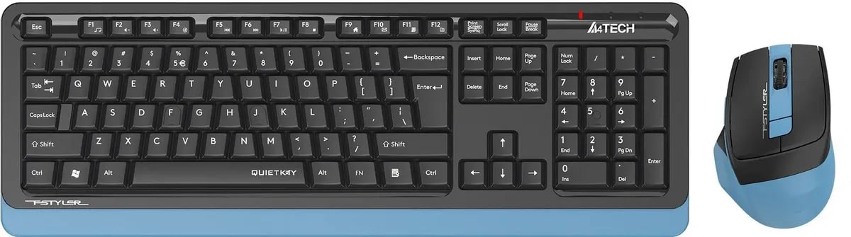 Комплект беспроводной (кл-ра + мышь) A4TECH FSTYLER FGS1035Q Navy Blue (2,4ГГц, 2000 DPI, 2xAA incl)