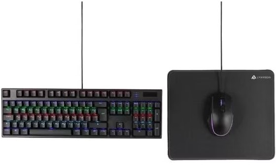 Комплект игровой (к-ра, мышь) Lyambda LGK100G-BK (механика, RGB, 800-3200 DPI, red switch)