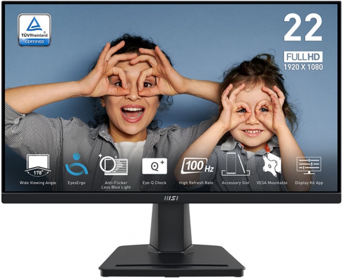 Монитор 21,45" MSI PRO MP225V (FHD, VA, 100Hz, sRGB 100%) 9S6-3PE0CM-013
