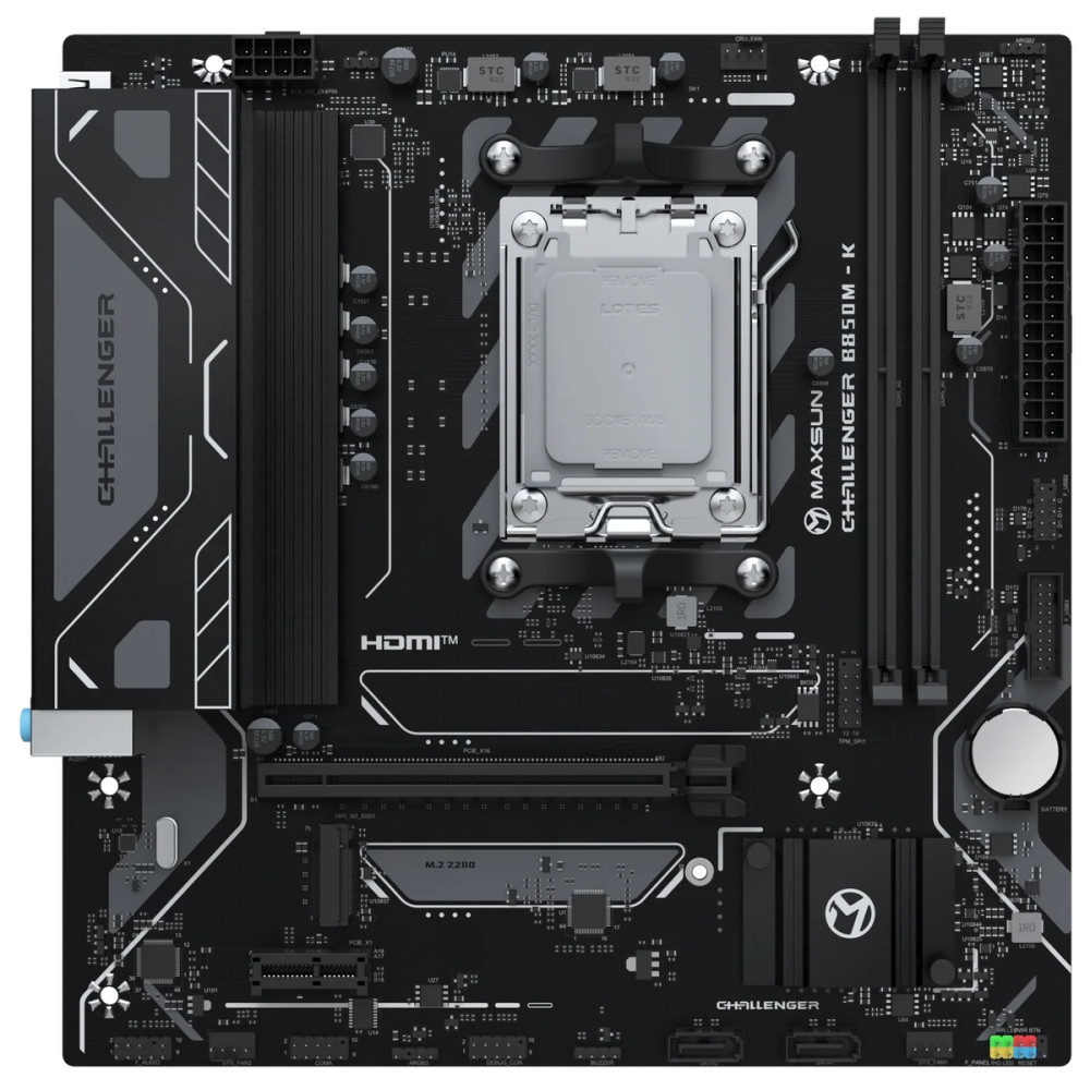 Материнская плата MAXSUN Challenger B850M-K (AM5, 7 фаз Dr. MOS 50A, 2xDDR5, 1xM.2) 