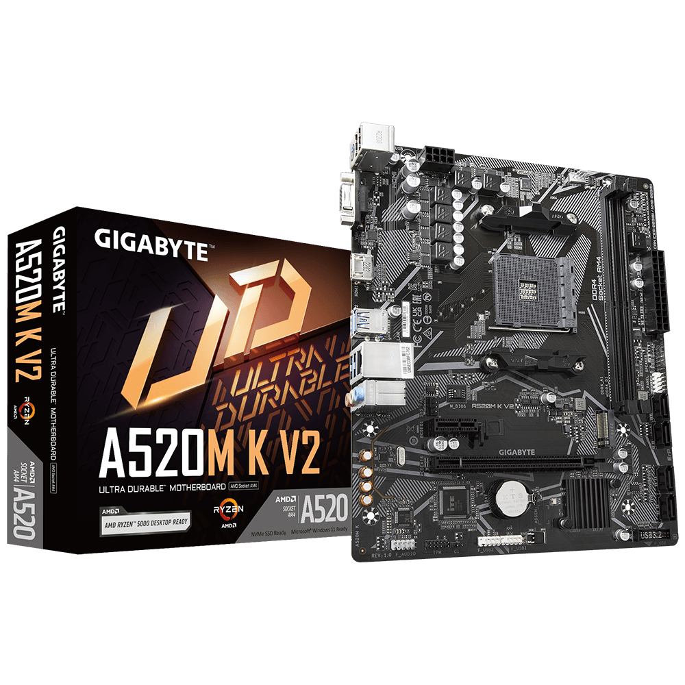 Материнская плата Gigabyte A520M K V2 (AM4, 6 фаз, 1xSYS_FAN, 1xM.2, 4xSATA) rev. 1.1