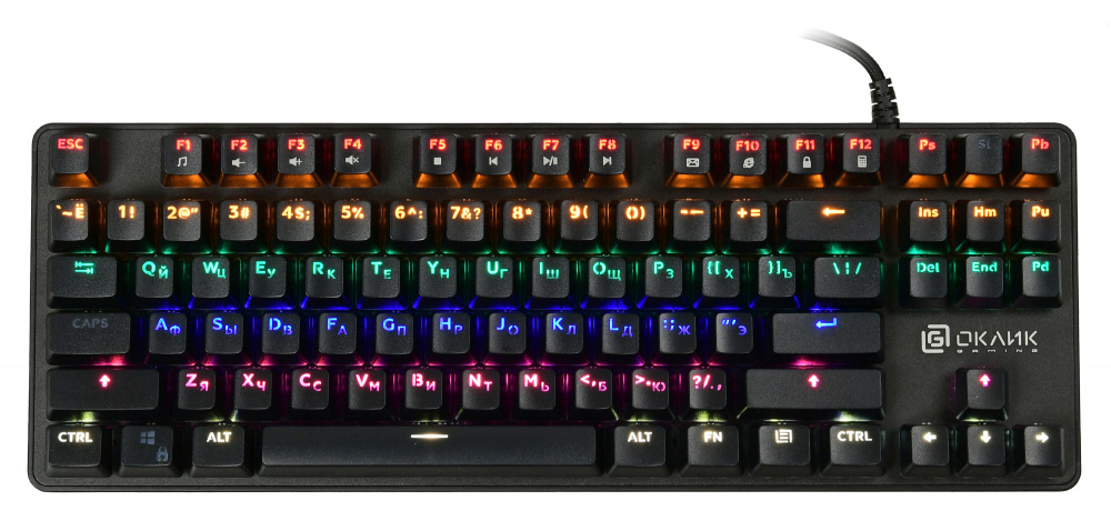 Клавиатура игровая механическая OKLICK 969G SHOTGUN (RGB, синие переключатели)