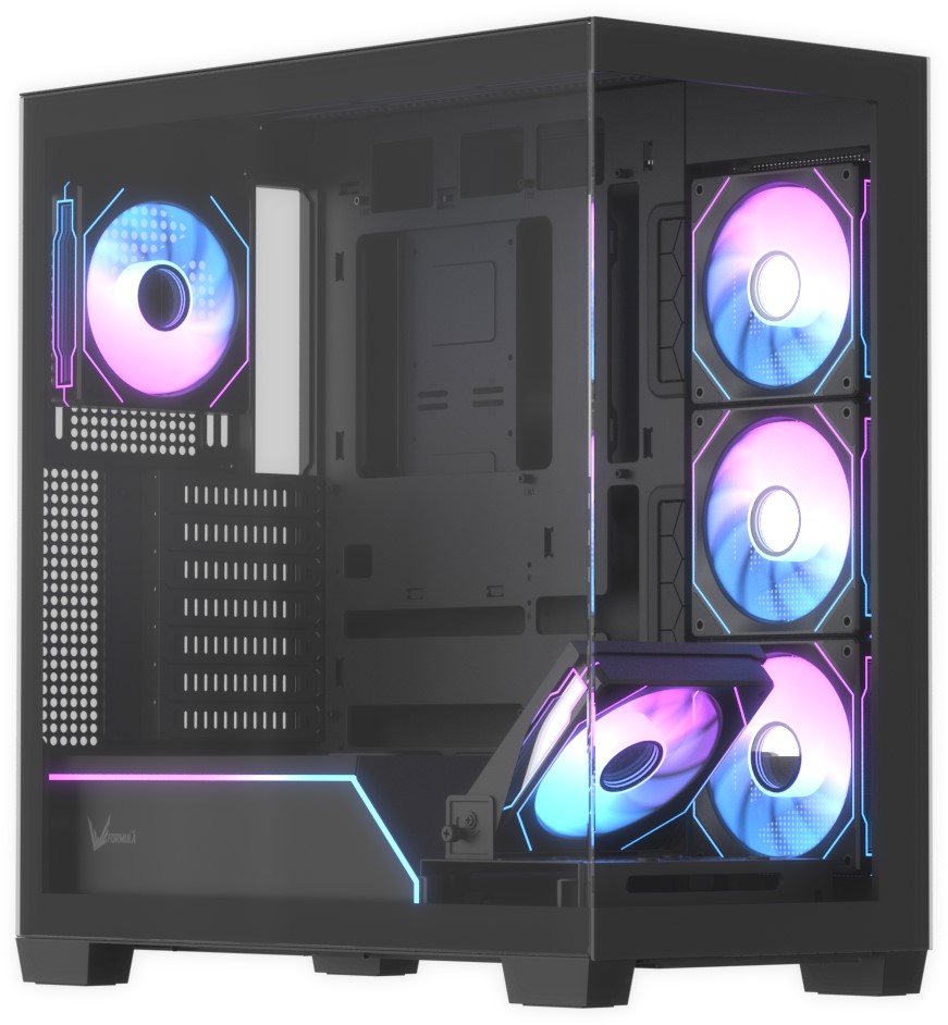 Корпус Formula V Line Crystal Z8G Floe Black (Midi Tower, ATX, 2xUSB3, 1xUSB-C, 5x120мм ARGB)